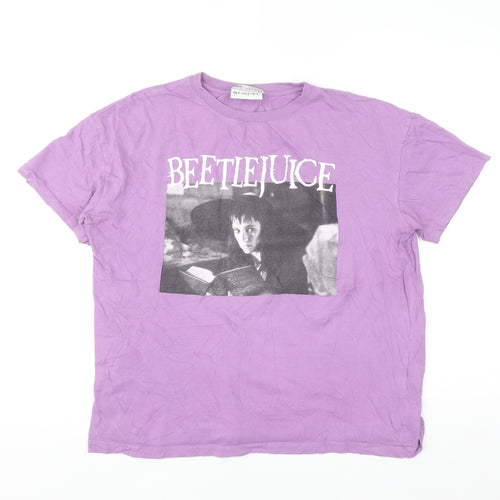 Pull & Bear Women Purple Beetlejuice Graphic T-Shirt Size 12