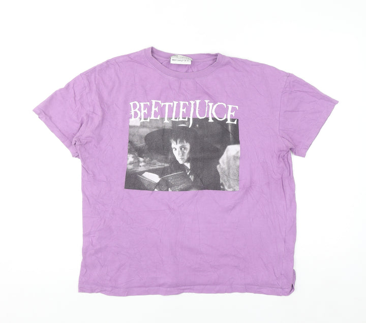 Pull & Bear Women Purple Beetlejuice Graphic T-Shirt Size 12