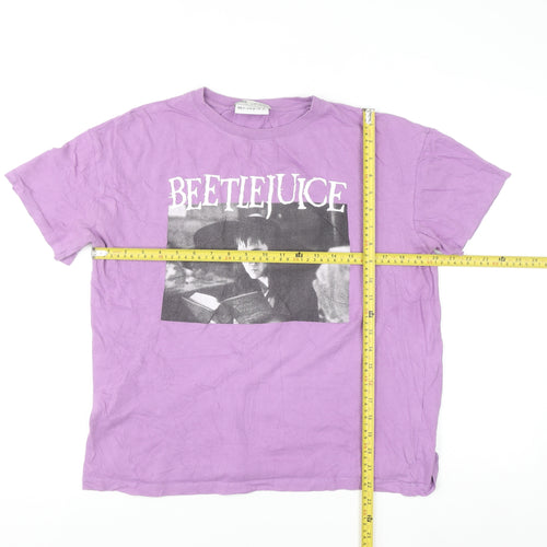 Pull & Bear Women Purple Beetlejuice Graphic T-Shirt Size 12