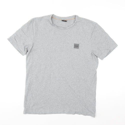 Hugo Boss Men's Grey Cotton Crew Neck Short Sleeve T-Shirt Size S