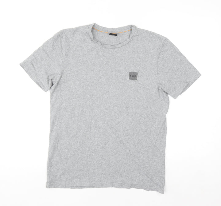 Hugo Boss Men's Grey Cotton Crew Neck Short Sleeve T-Shirt Size S