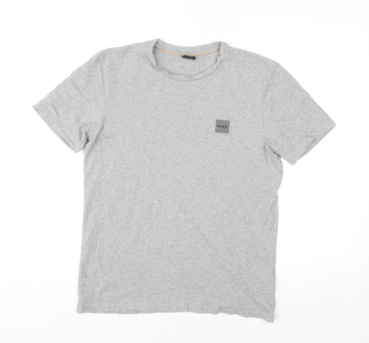 Hugo Boss Men's Grey Cotton Crew Neck Short Sleeve T-Shirt Size S