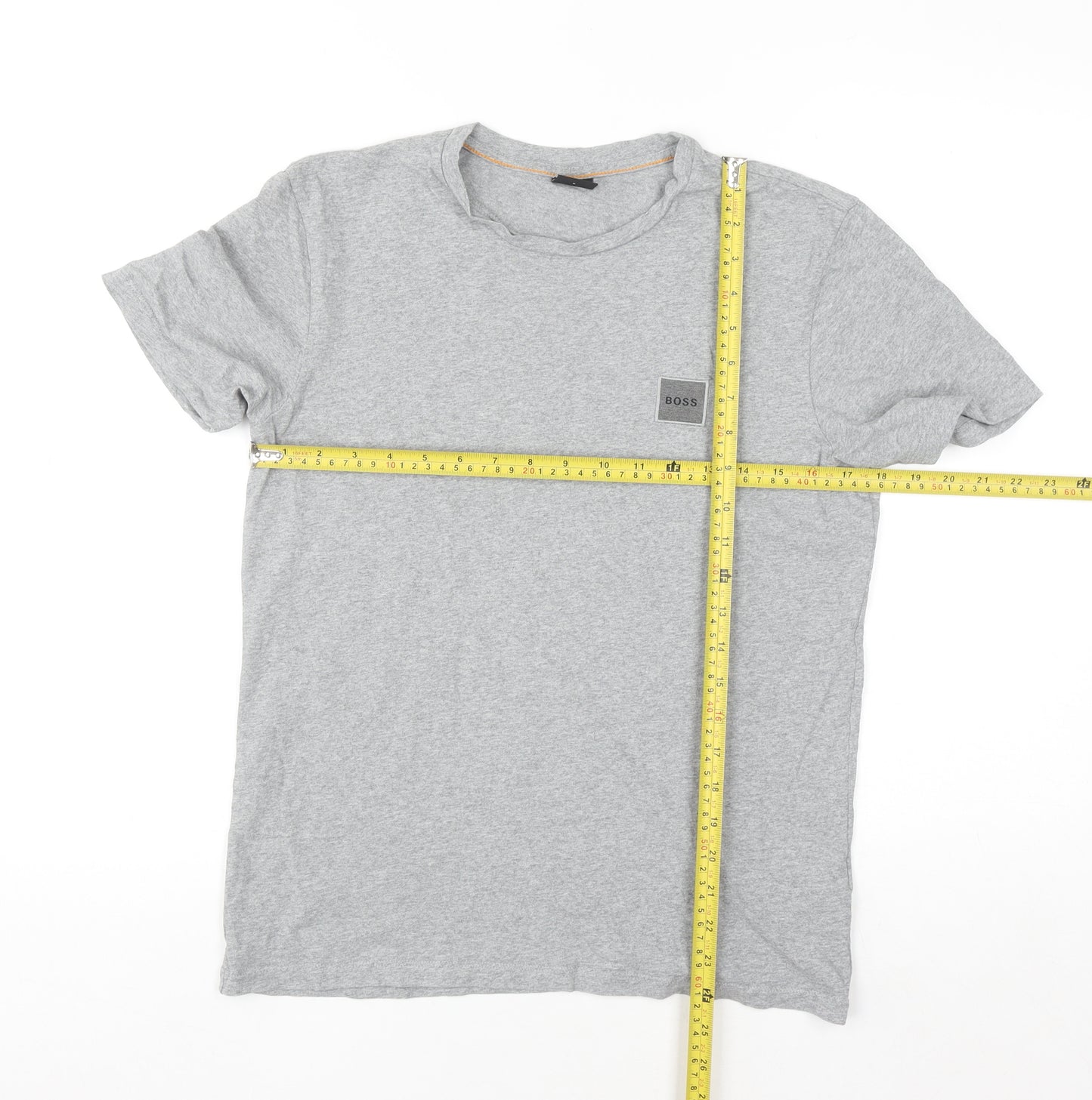 Hugo Boss Men's Grey Cotton Crew Neck Short Sleeve T-Shirt Size S