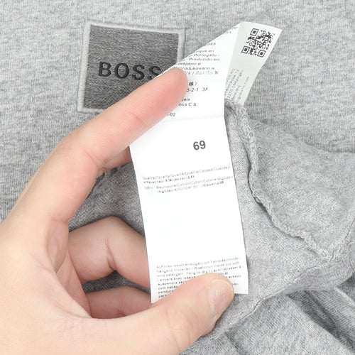 Hugo Boss Men's Grey Cotton Crew Neck Short Sleeve T-Shirt Size S