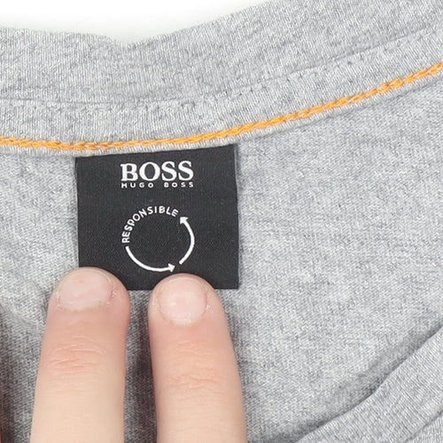 Hugo Boss Men's Grey Cotton Crew Neck Short Sleeve T-Shirt Size S
