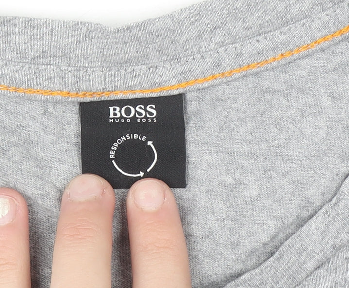 Hugo Boss Men's Grey Cotton Crew Neck Short Sleeve T-Shirt Size S