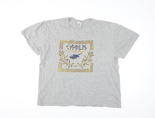 Keya Men’s Grey 3XL Cyprus Graphic Crew Neck T-Shirt
