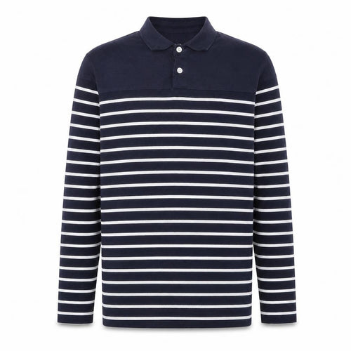 Kuegou Mens Blue Striped Long Sleeve Cotton Button-Up Shirt Medium