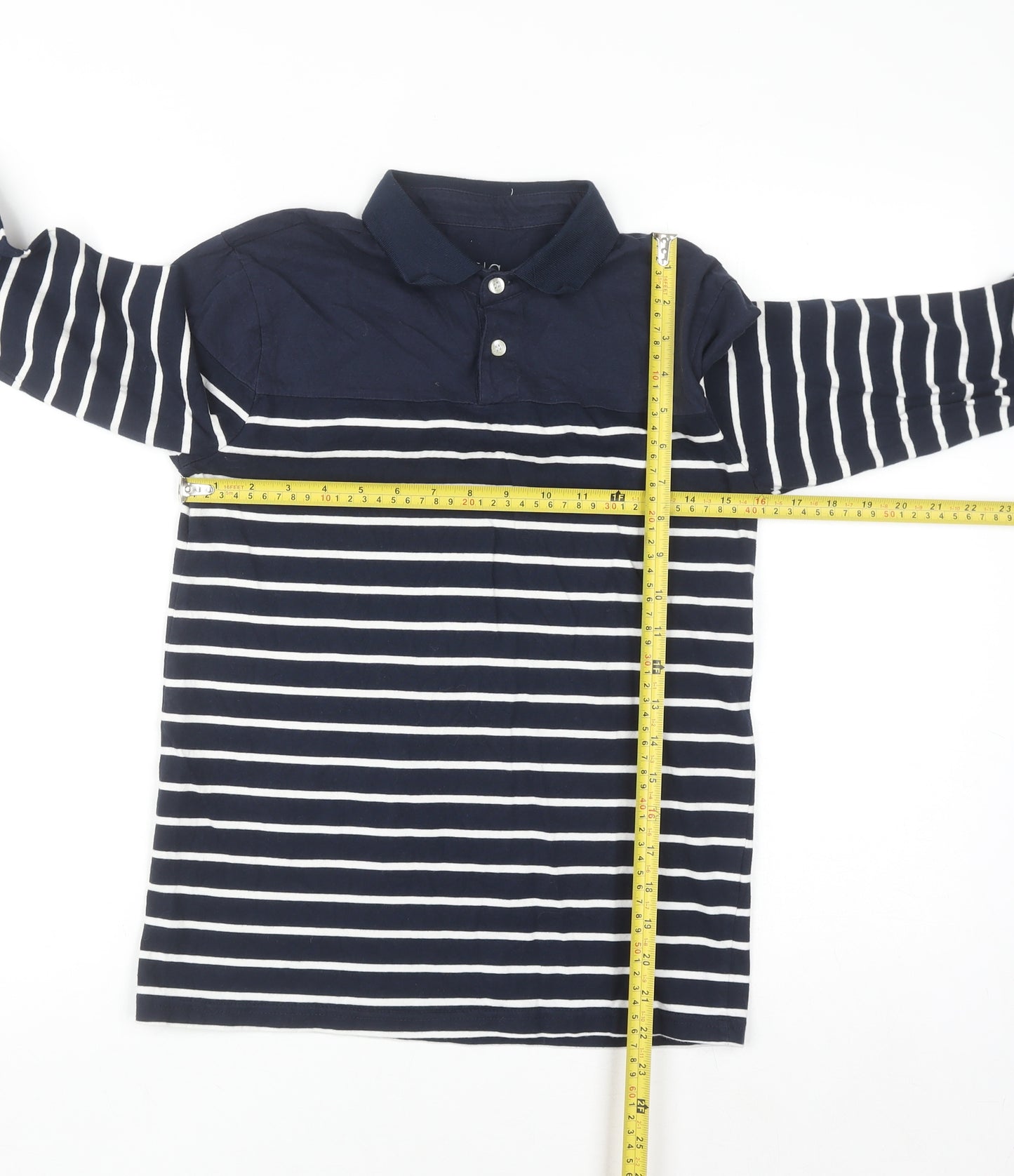 Kuegou Mens Blue Striped Long Sleeve Cotton Button-Up Shirt Medium