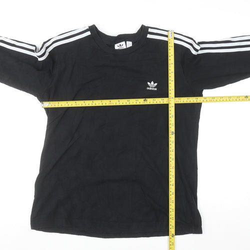 Adidas Womens Black Long Sleeve Crew Neck Cotton Sports T-Shirt Size 16