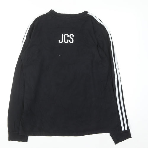 Adidas Womens Black Long Sleeve Crew Neck Cotton Sports T-Shirt Size 16
