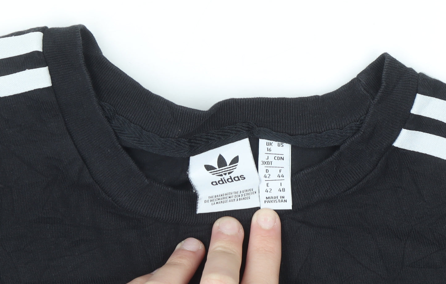Adidas Womens Black Long Sleeve Crew Neck Cotton Sports T-Shirt Size 16