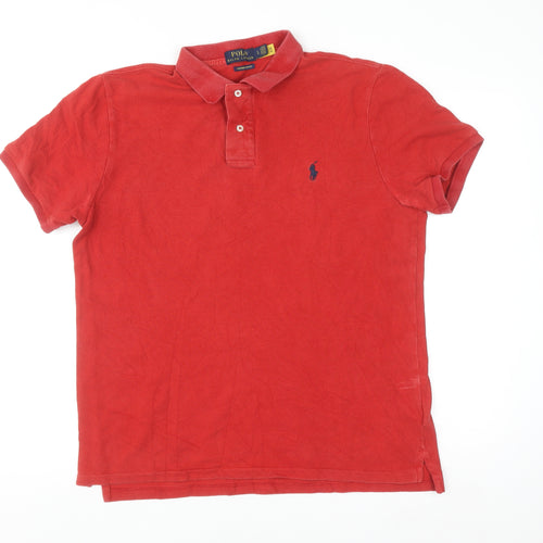 Ralph Lauren Men's Red Custom Slim Fit Polo Shirt Size L