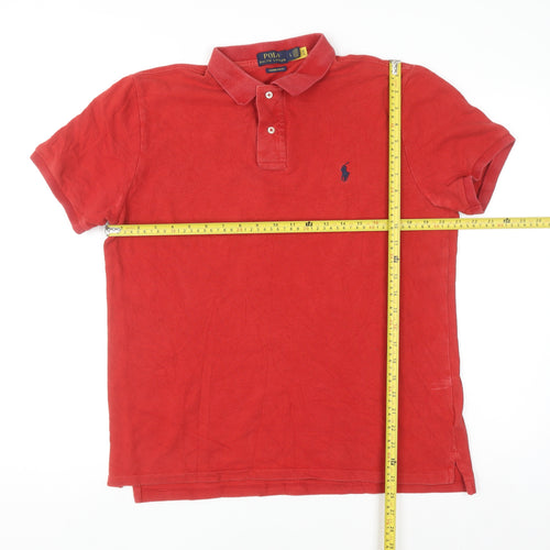 Ralph Lauren Men's Red Custom Slim Fit Polo Shirt Size L