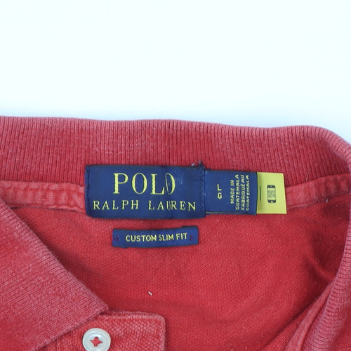 Ralph Lauren Men's Red Custom Slim Fit Polo Shirt Size L