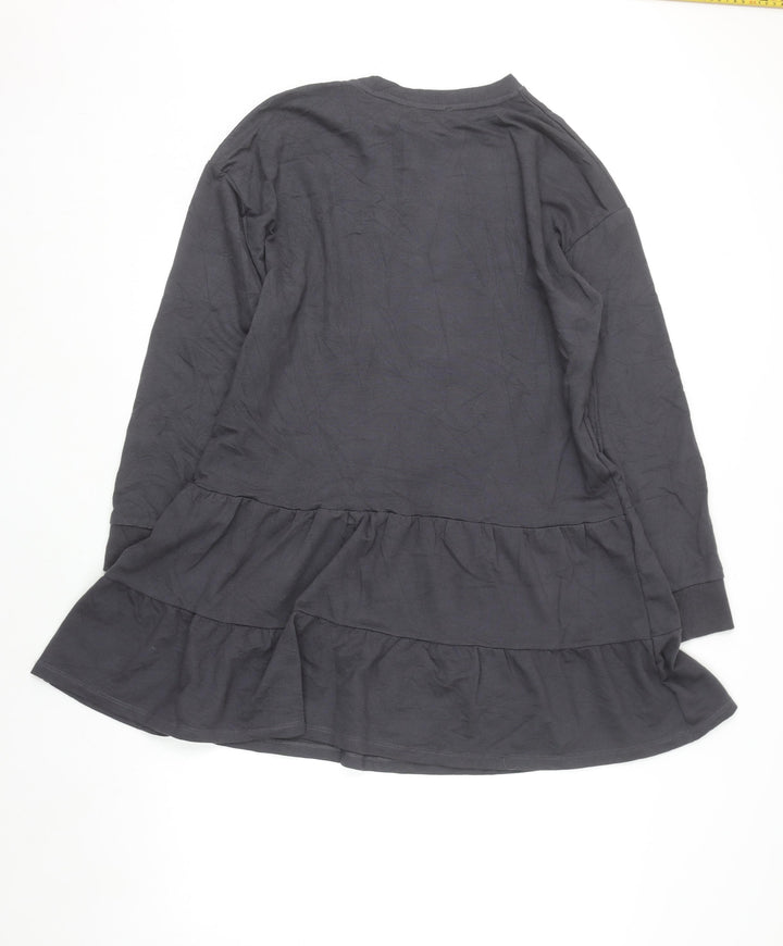 New Look Women's Grey Long Sleeve Jersey Swing Dress Size 14