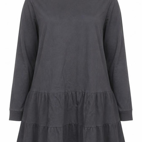 New Look Women's Grey Long Sleeve Jersey Swing Dress Size 14