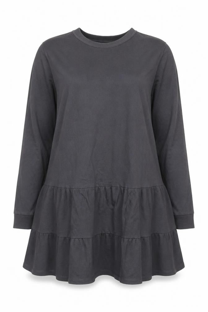 New Look Women's Grey Long Sleeve Jersey Swing Dress Size 14