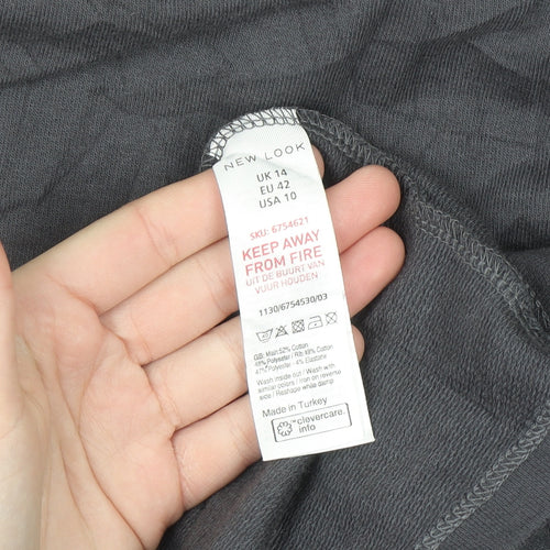 New Look Women's Grey Long Sleeve Jersey Swing Dress Size 14