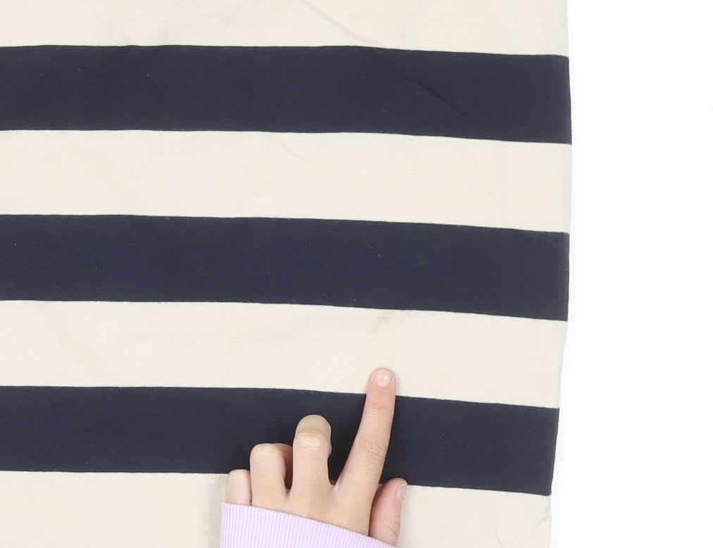 H&M Women Blue Striped Pencil Skirt L Cotton Elastane Stretch