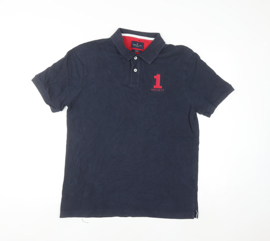 Hackett London Men's Blue Slim Fit Polo Shirt Size L Cotton