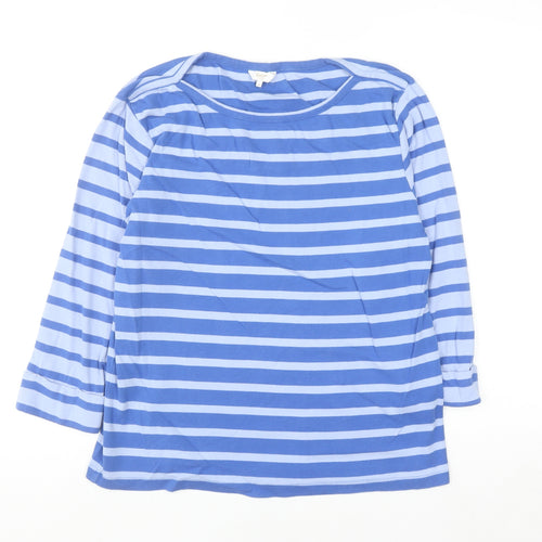 Cotton Traders Women Blue Striped Pullover Sweatshirt UK 18