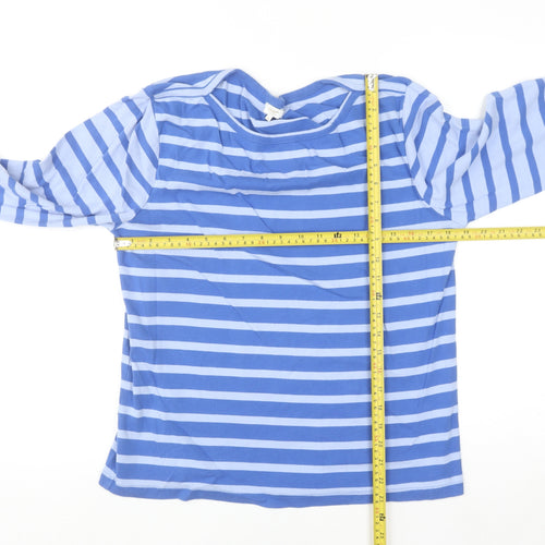 Cotton Traders Women Blue Striped Pullover Sweatshirt UK 18
