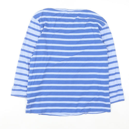 Cotton Traders Women Blue Striped Pullover Sweatshirt UK 18