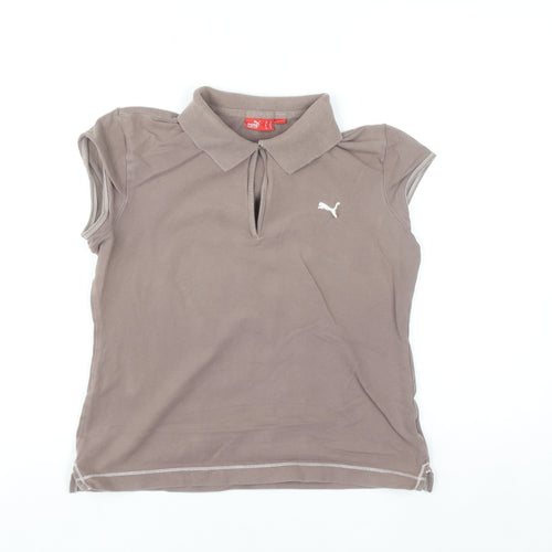 Puma Women's Brown Polo Shirt Size 12 Collared Stretch Casual Top