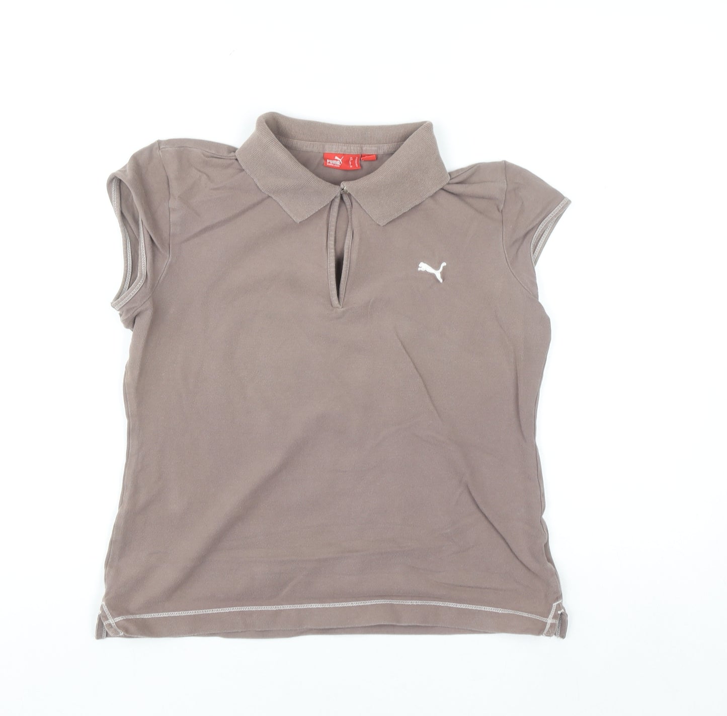 Puma Women's Brown Polo Shirt Size 12 Collared Stretch Casual Top