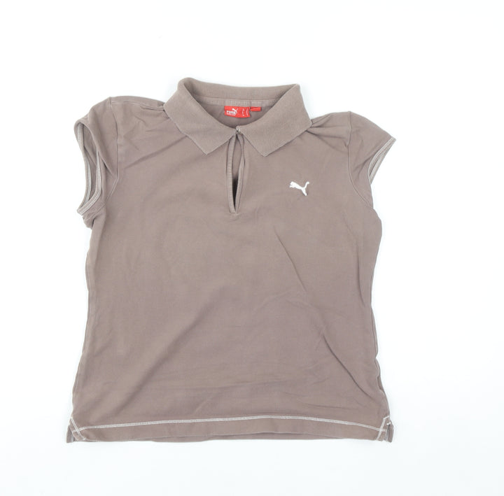 Puma Women's Brown Polo Shirt Size 12 Collared Stretch Casual Top