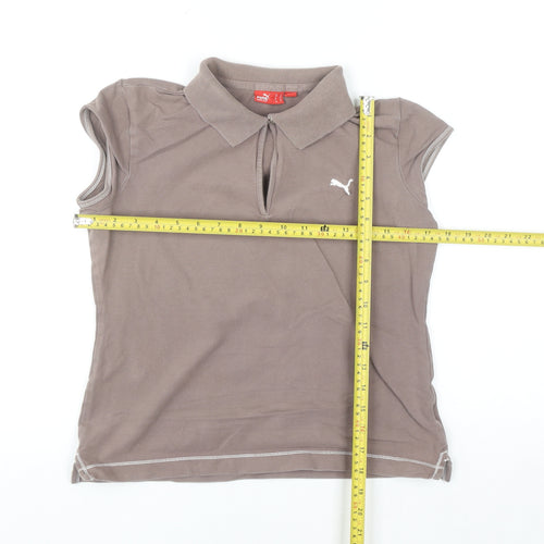 Puma Women's Brown Polo Shirt Size 12 Collared Stretch Casual Top
