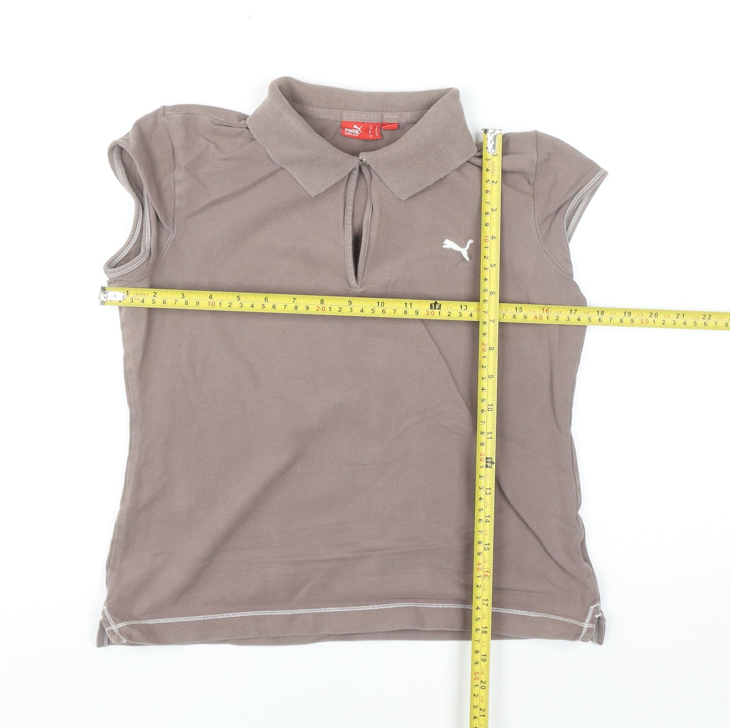 Puma Women's Brown Polo Shirt Size 12 Collared Stretch Casual Top