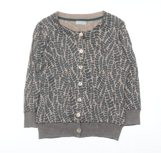 Marks and Spencer Per Una Womens Brown Floral Cotton Cardigan Size 10