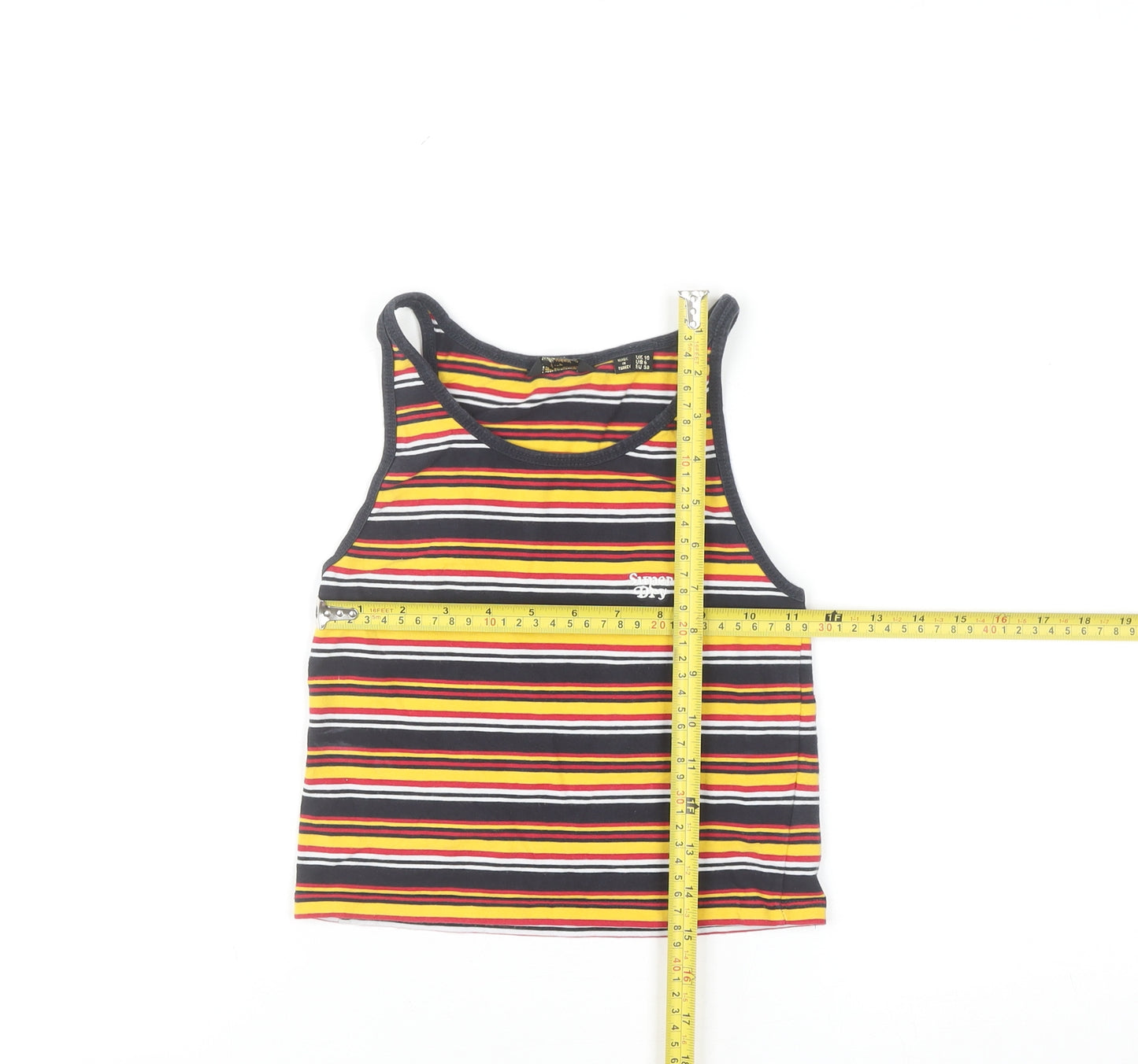 Superdry Womens Multicoloured Striped Cropped Tank Top Size 10