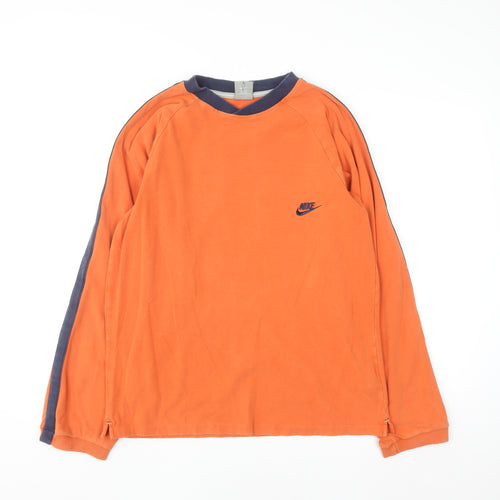 Nike Men's Orange Pullover Sweatshirt Size L Crew Neck Sports Top