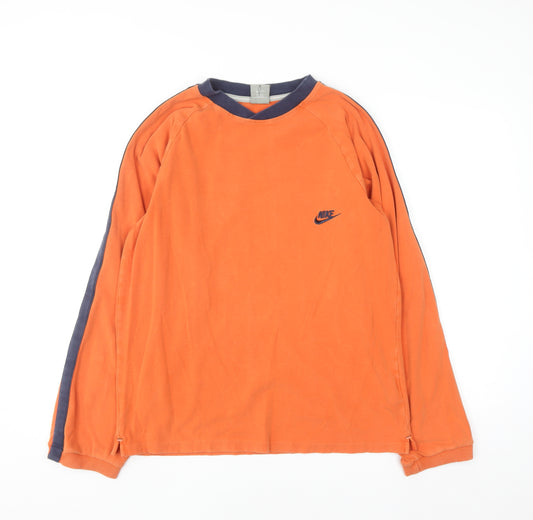 Nike Men's Orange Pullover Sweatshirt Size L Crew Neck Sports Top