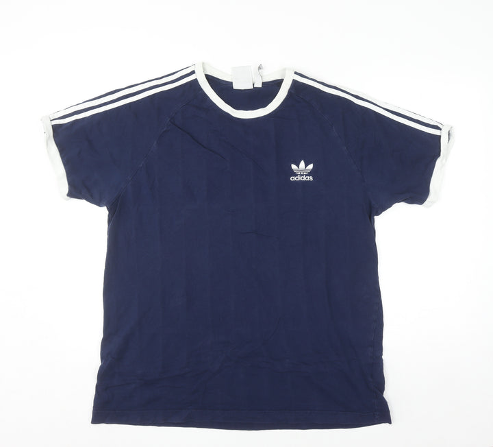 Adidas Men's Blue XL Crew Neck Cotton Sports T-Shirt