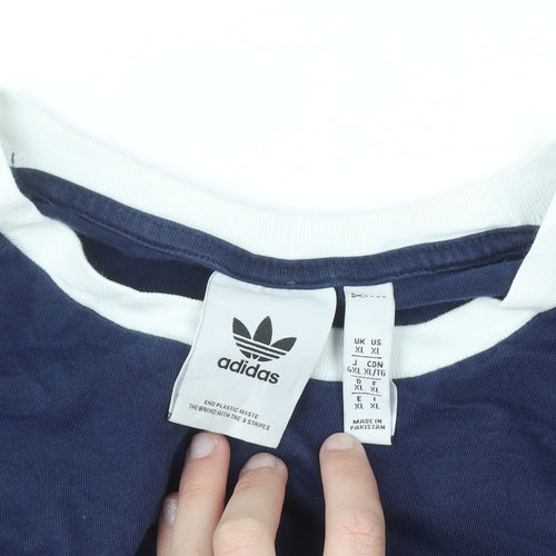 Adidas Men's Blue XL Crew Neck Cotton Sports T-Shirt
