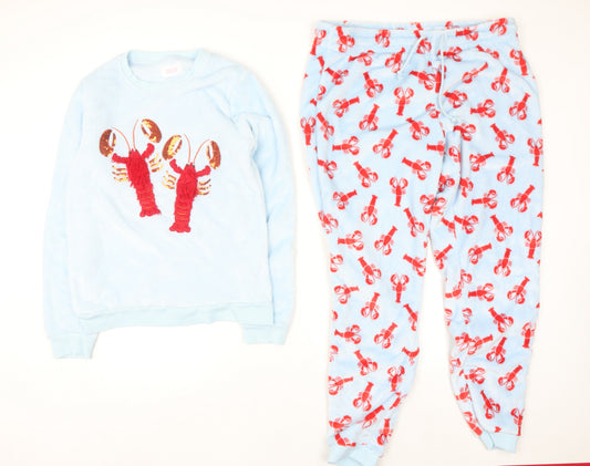 Savida Women’s Blue Lobster Fleece Pyjama Set Size 14
