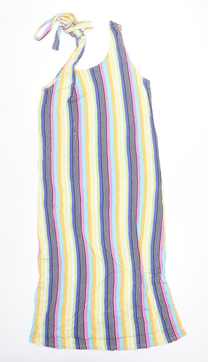 Studio Womens Multicoloured Stripe One Shoulder Slip Dress Size 16