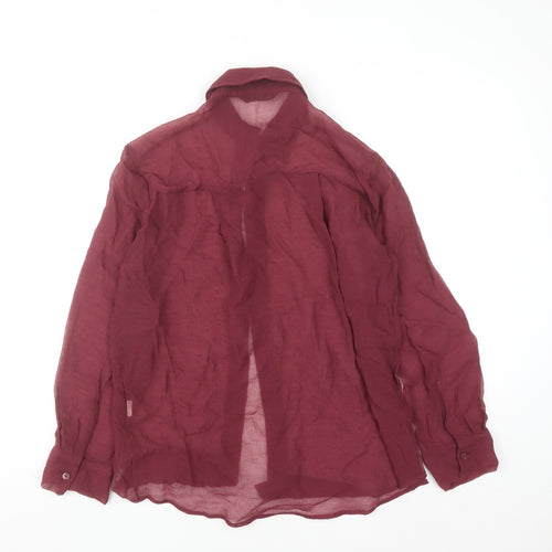Zara Women Red Rhinestone Button-Up Long Sleeve Cotton Shirt XS