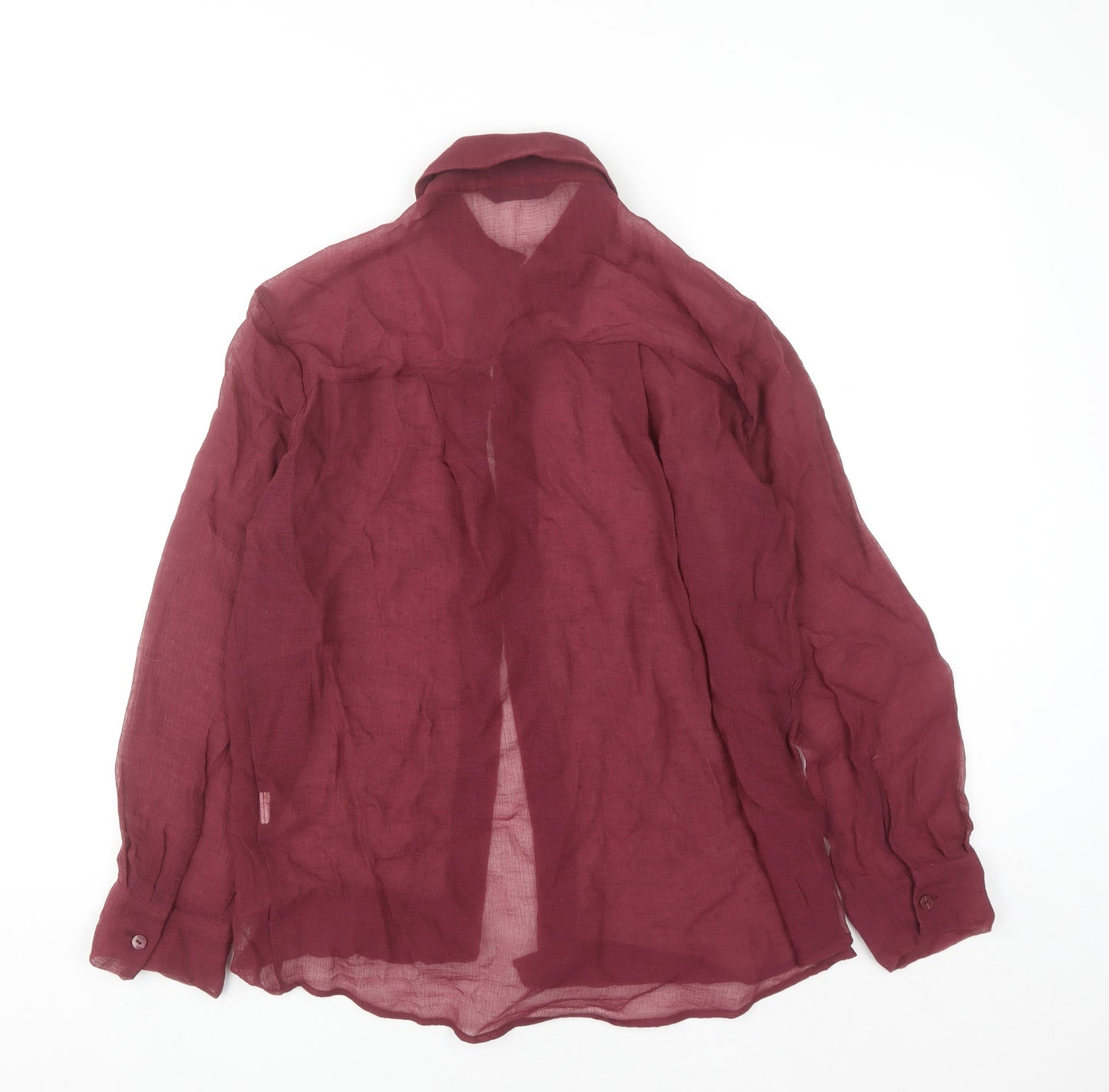 Zara Women Red Rhinestone Button-Up Long Sleeve Cotton Shirt XS