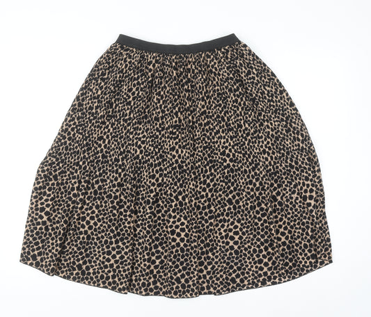 Savida Women’s Beige Animal Print A-Line Midi Skirt Size 10
