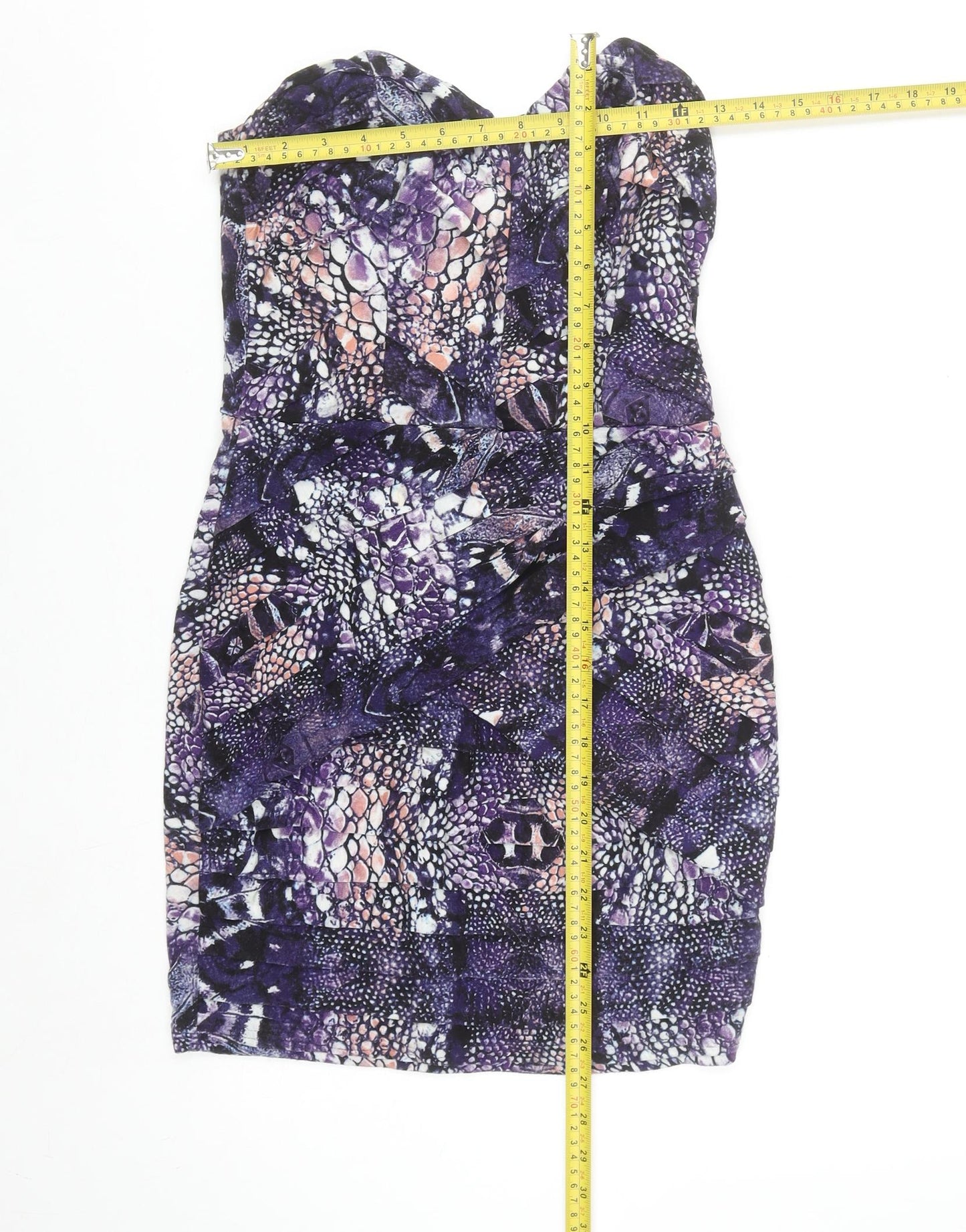 Lipsy Women’s Multicoloured Strapless Bodycon Dress Size 12