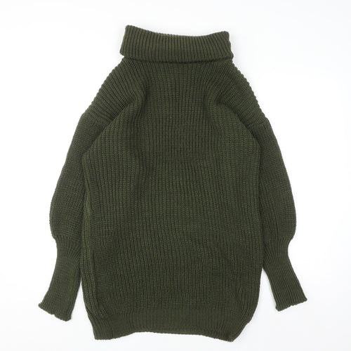 Apricot Women Green Roll Neck Chunky Knit Long Sleeve Pullover Jumper S