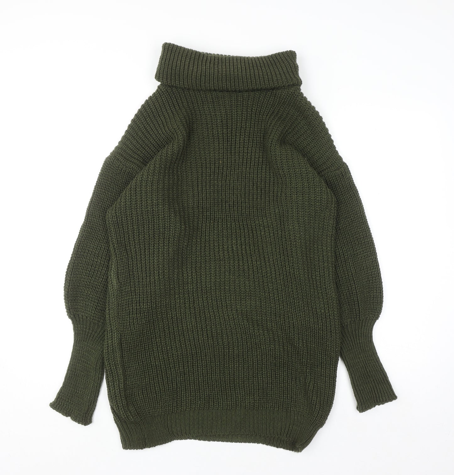 Apricot Women Green Roll Neck Chunky Knit Long Sleeve Pullover Jumper S