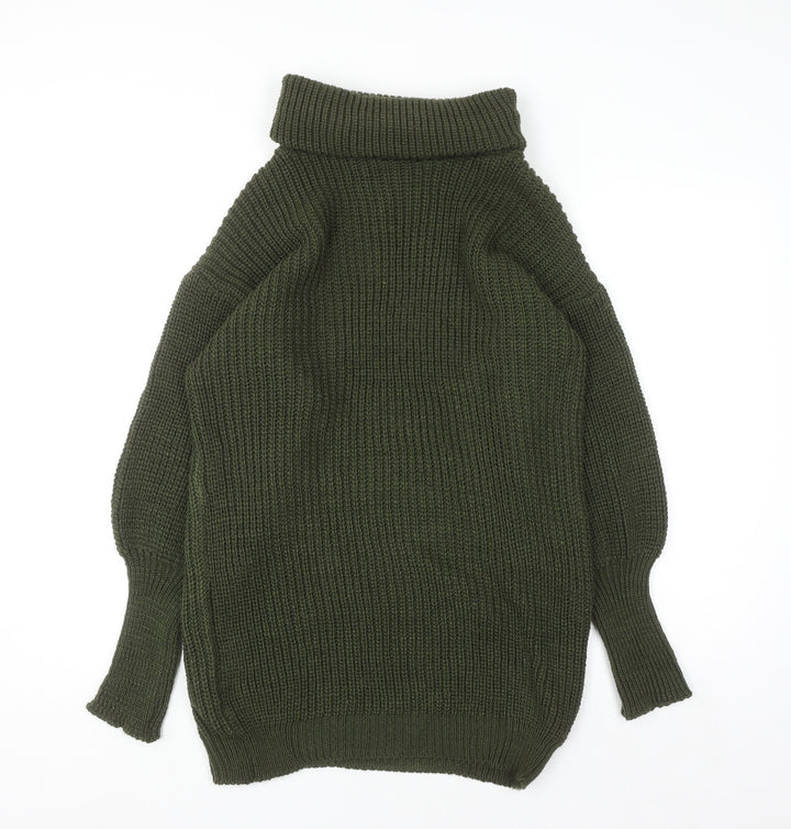 Apricot Women Green Roll Neck Chunky Knit Long Sleeve Pullover Jumper S