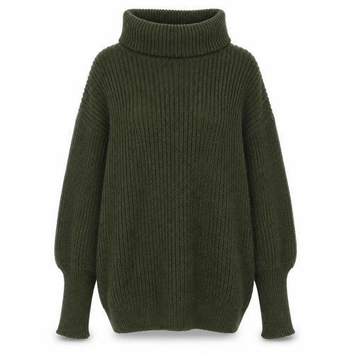 Apricot Women Green Roll Neck Chunky Knit Long Sleeve Pullover Jumper S