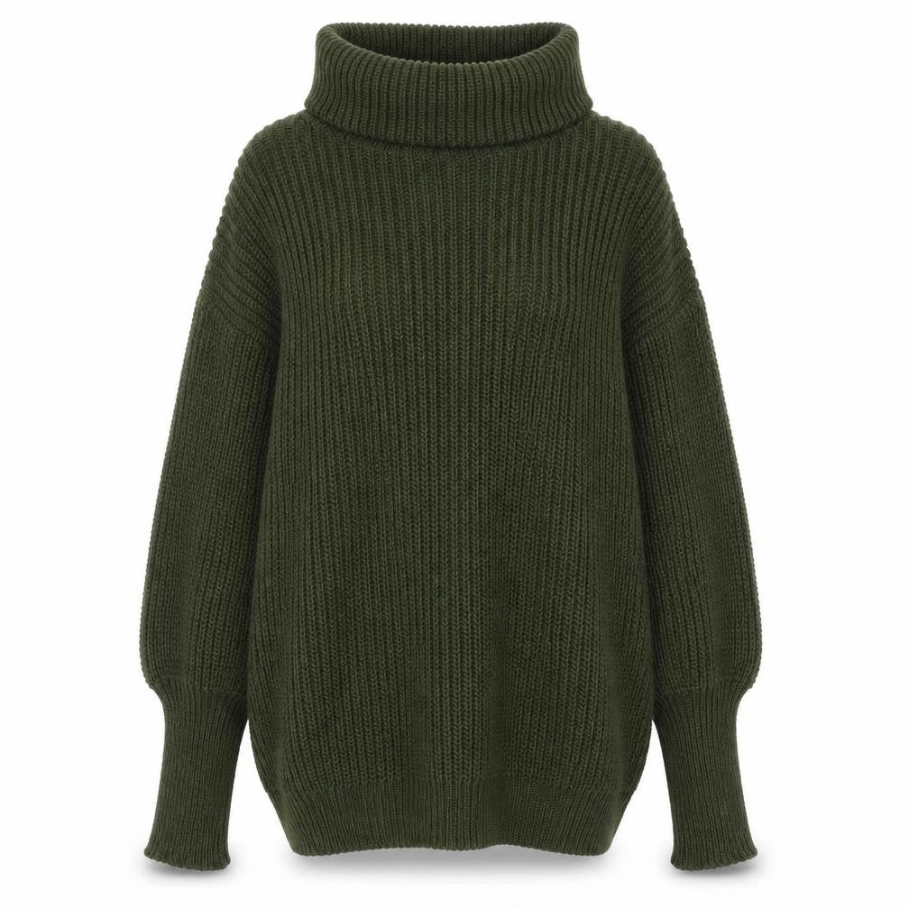 Apricot Women Green Roll Neck Chunky Knit Long Sleeve Pullover Jumper S